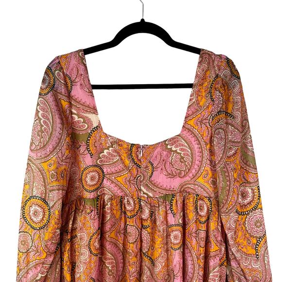 BCBGeneration New Womens Paisley Mini Babydoll Dress Pink Orange 8 Fairy Cottage - Picture 10 of 16